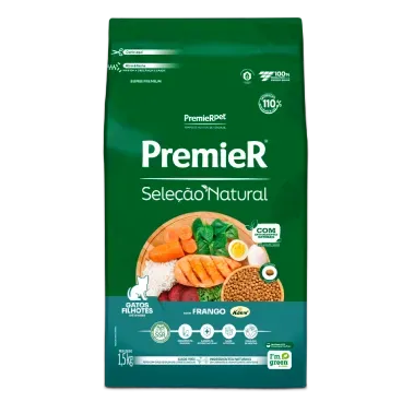 Racao Premier Selecao Natural Gatos Filhotes Frango 1.5kg frente